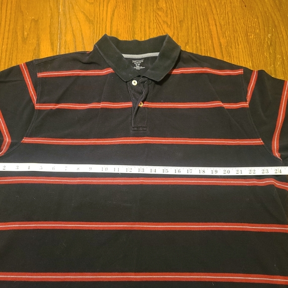 Mens XL St John’s Bay Black with Red striped short sleeve Polo shirt - Picture 3 of 5